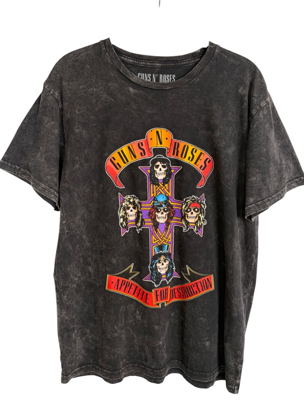 Guns N’ Roses Adult Size XL Black Acid Wash Appetite For Destruction Graphic Tee